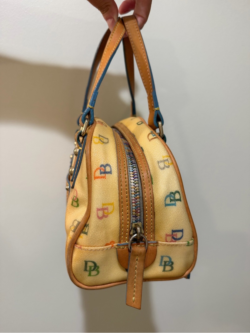 Dooney & Bourke Vintage “It” Y2K Multicolor DB Logo Satchel Top Handle - Picture 5 of 11